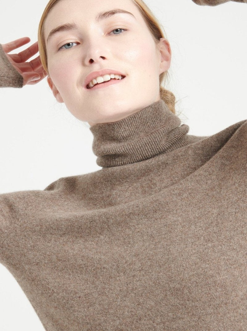 Pull col roulé femme 100% cachemire - LILLY 3 Taupe - Kiabi