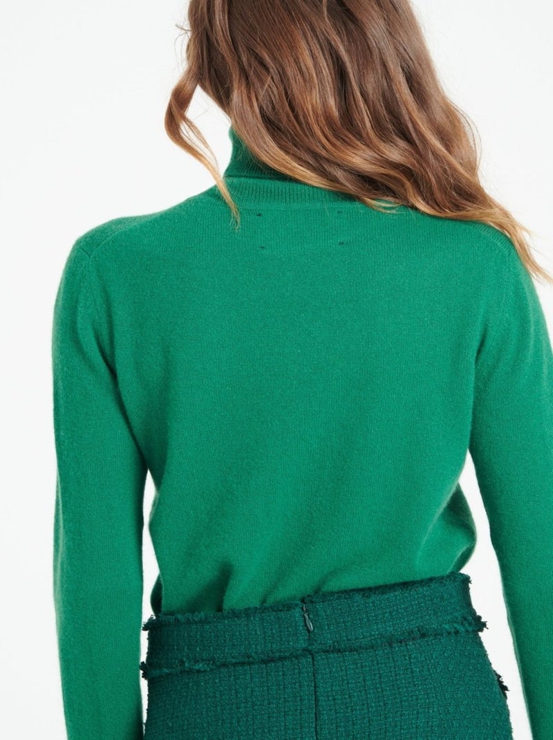 Pull col roulé femme 100% cachemire - LILLY 3 Vert émeraude - Kiabi