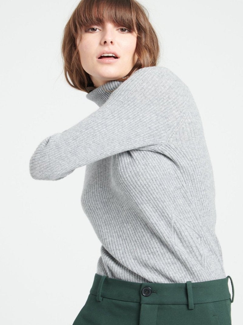 Pull col roulé femme 100% cachemire - MIA 5 Gris clair - Kiabi