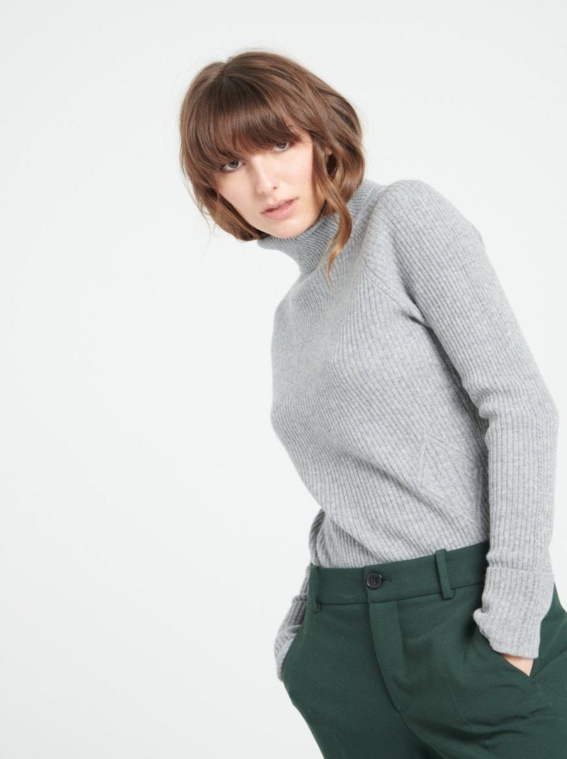 Pull col roulé femme 100% cachemire - MIA 5 Gris clair - Kiabi