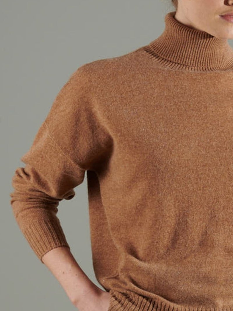 Pull col roulé femme 100% cachemire - NAMI 7 Camel - Kiabi