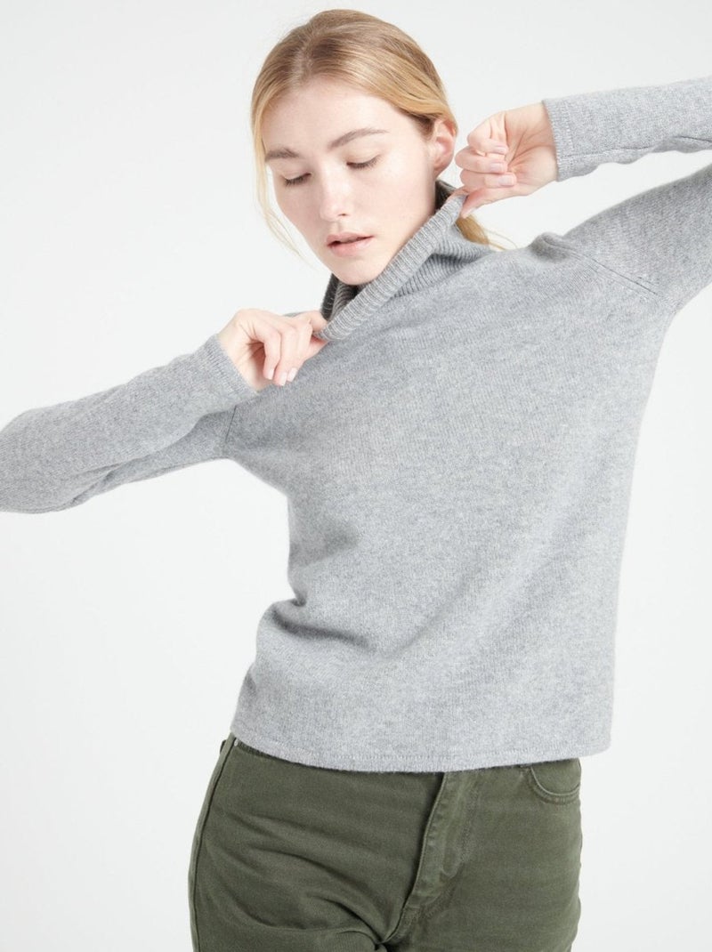 Pull col roulé femme 100% cachemire 4 fils - LILLY 19 Gris clair - Kiabi