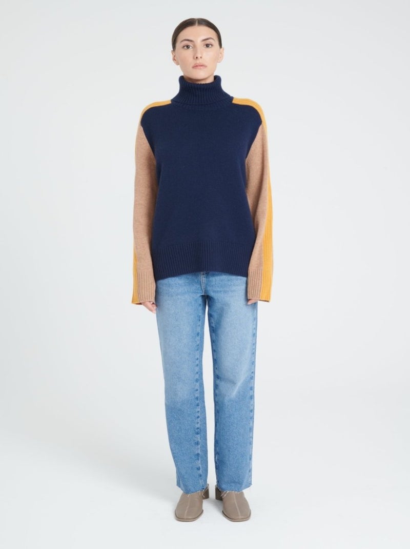 Pull col roulé femme 100% cachemire 4 fils - ZAYA 12 Bleu marine - Kiabi