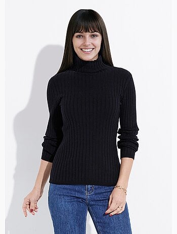 Pull col roulé fin, mailles plates - afibel