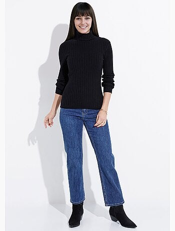 Pull col roulé fin, mailles plates - afibel