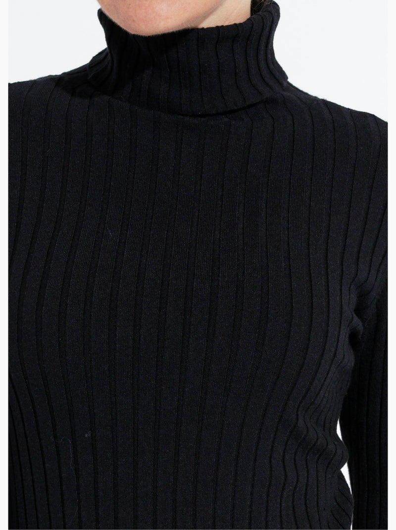 Pull col roulé fin, mailles plates - afibel Noir - Kiabi