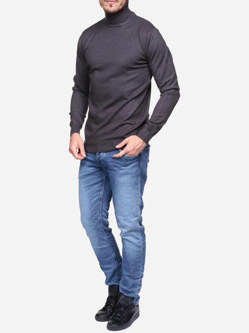 Pull col roulé Gris foncé - Kiabi