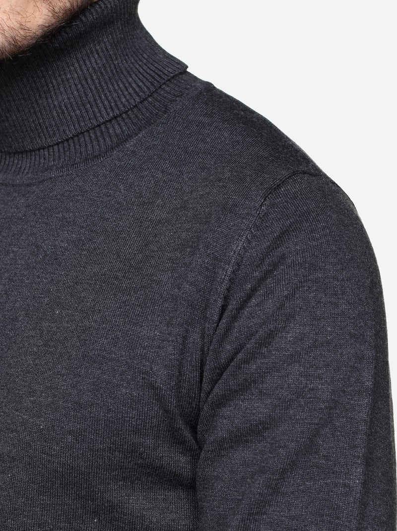 Pull col roulé Gris foncé - Kiabi