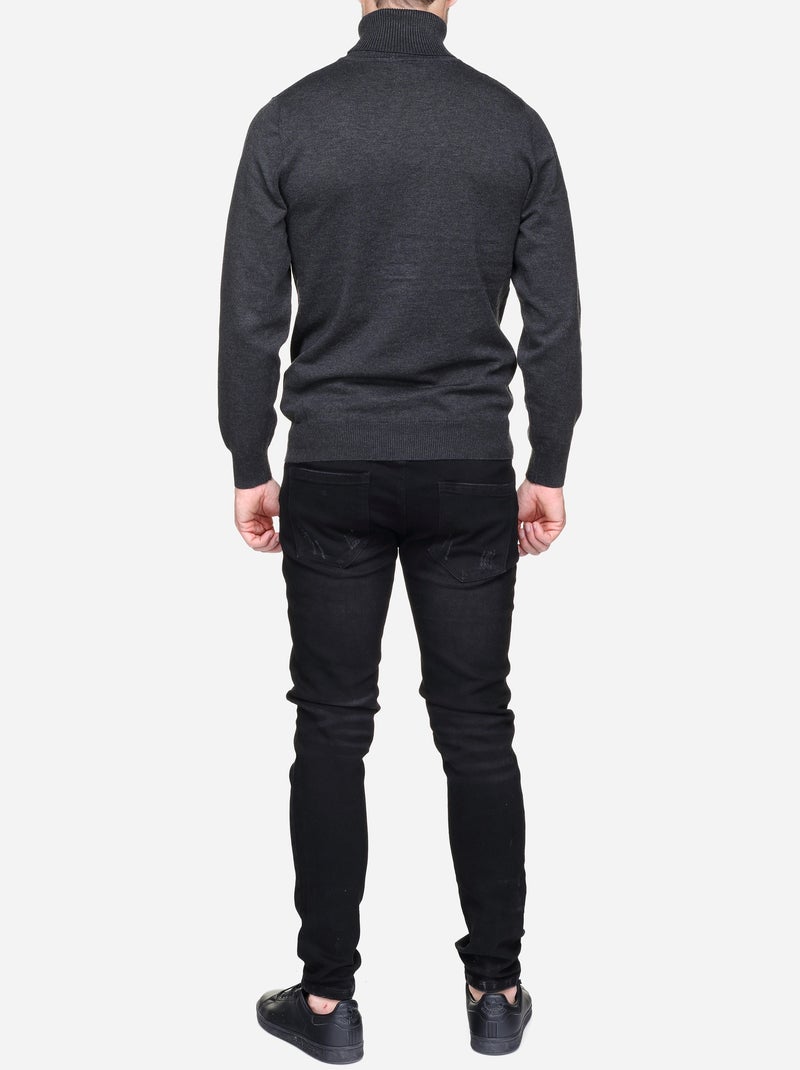 Pull col roulé Gris foncé - Kiabi