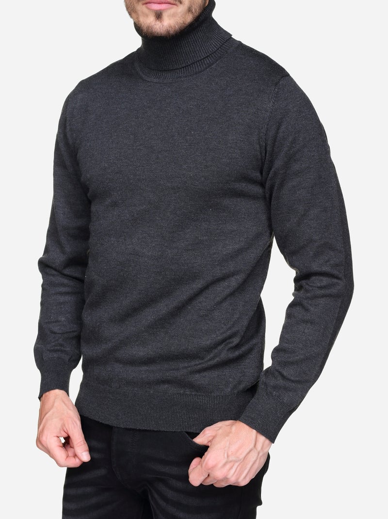 Pull col roulé Gris foncé - Kiabi