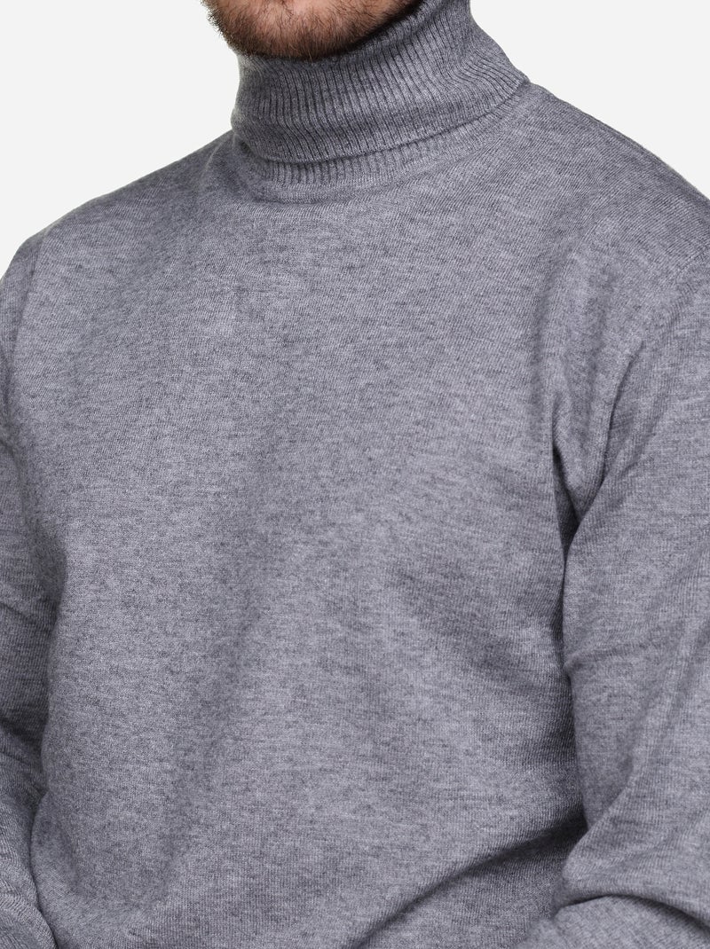 Pull col roulé Gris - Kiabi