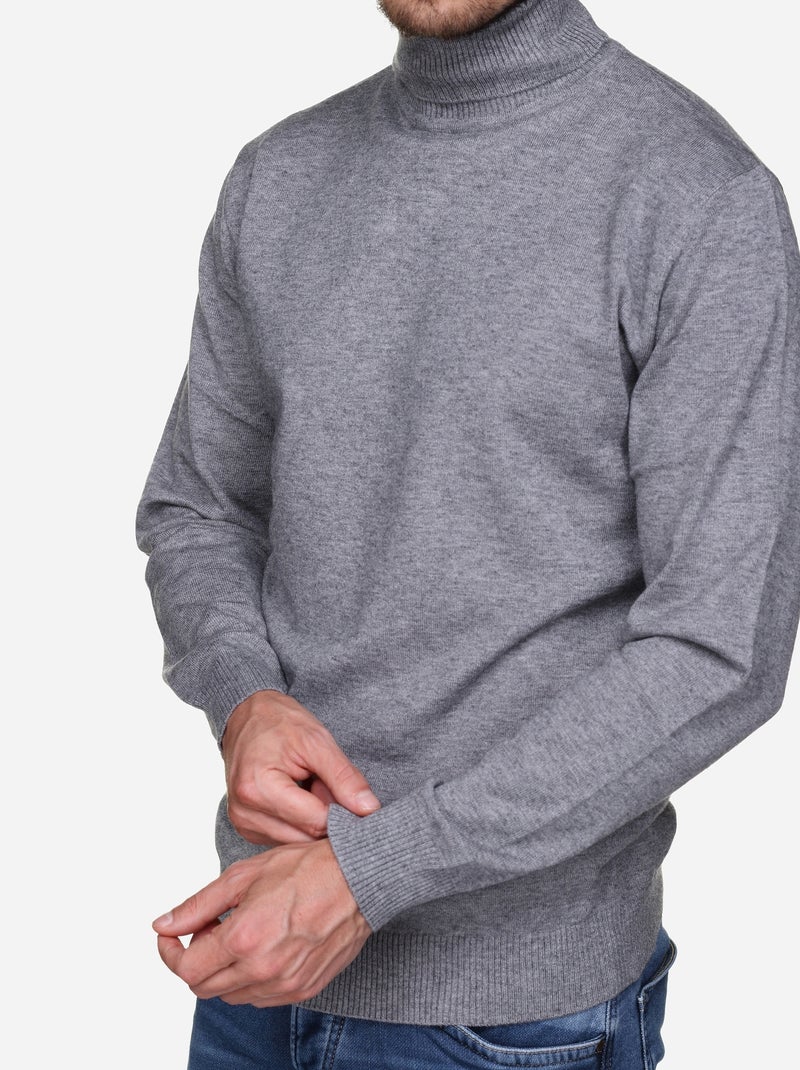 Pull col roulé Gris - Kiabi