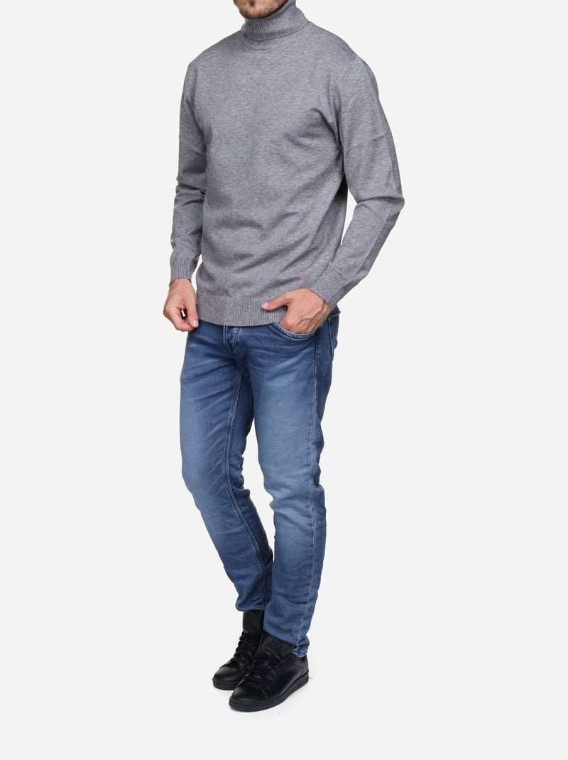 Pull col roulé Gris - Kiabi