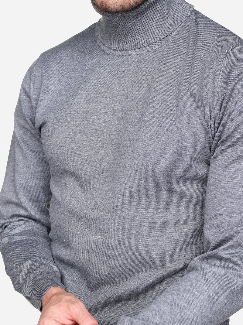 Pull col roulé Gris - Kiabi