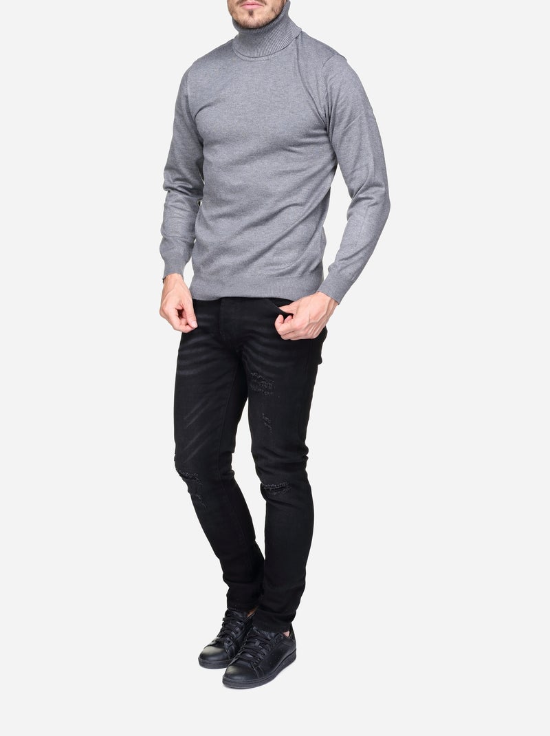 Pull col roulé Gris - Kiabi