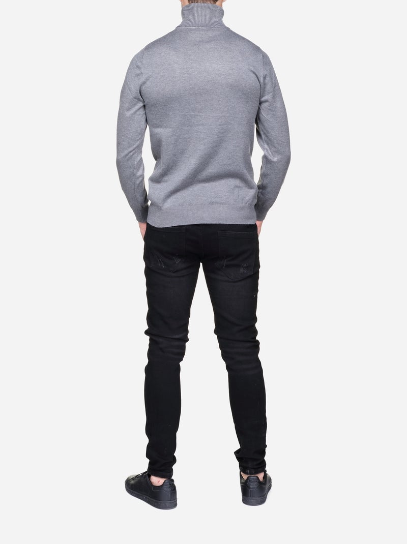 Pull col roulé Gris - Kiabi
