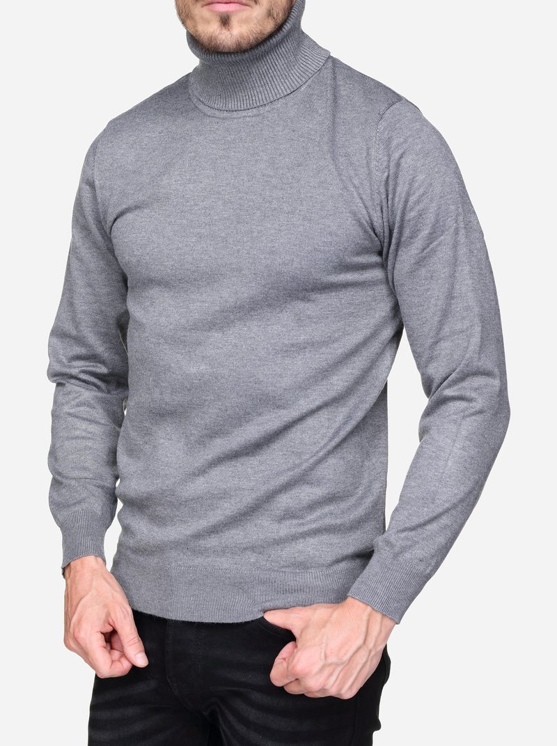 Pull col roulé Gris - Kiabi