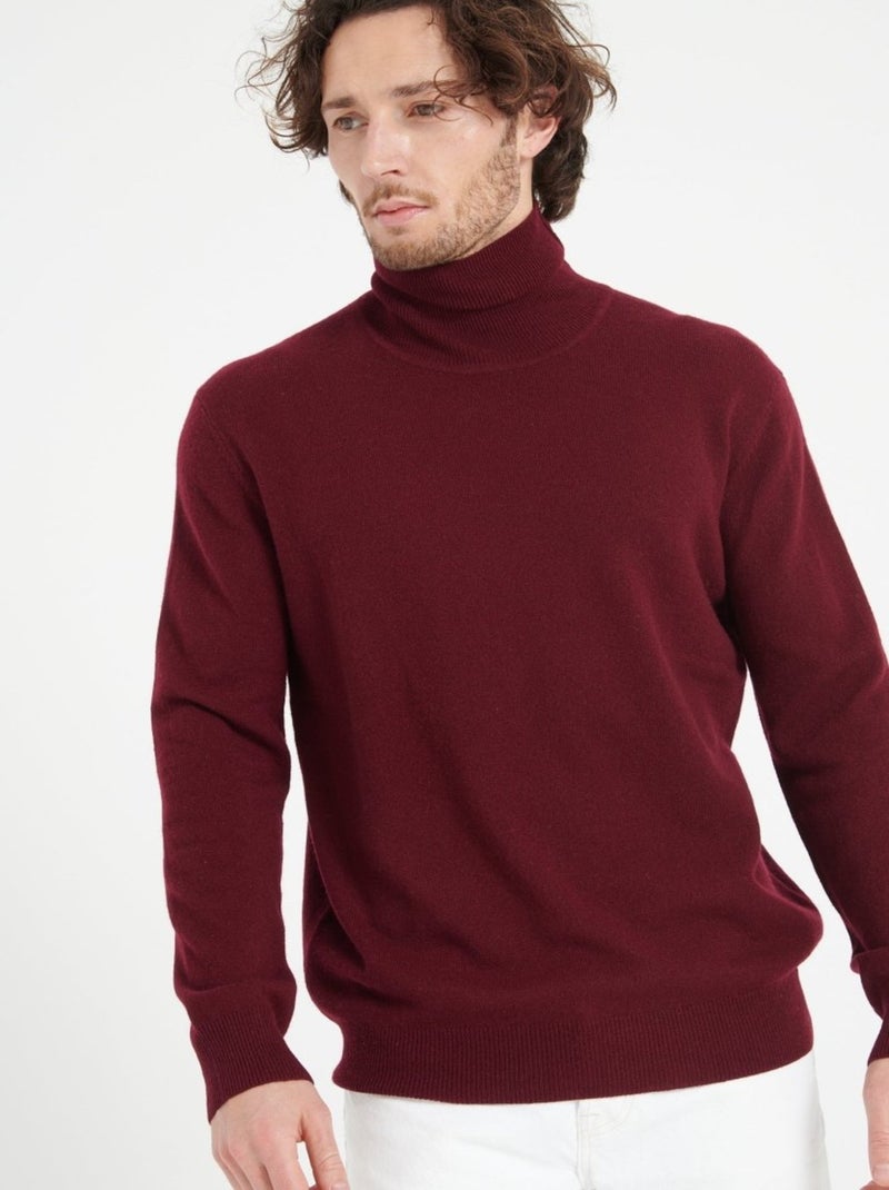 Pull col roulé homme 100% cachemire - LUKE 3 Bordeaux - Kiabi