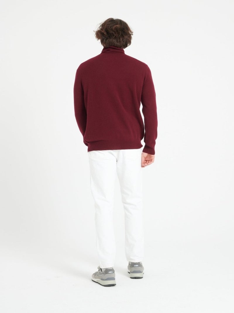 Pull col roulé homme 100% cachemire - LUKE 3 Bordeaux - Kiabi