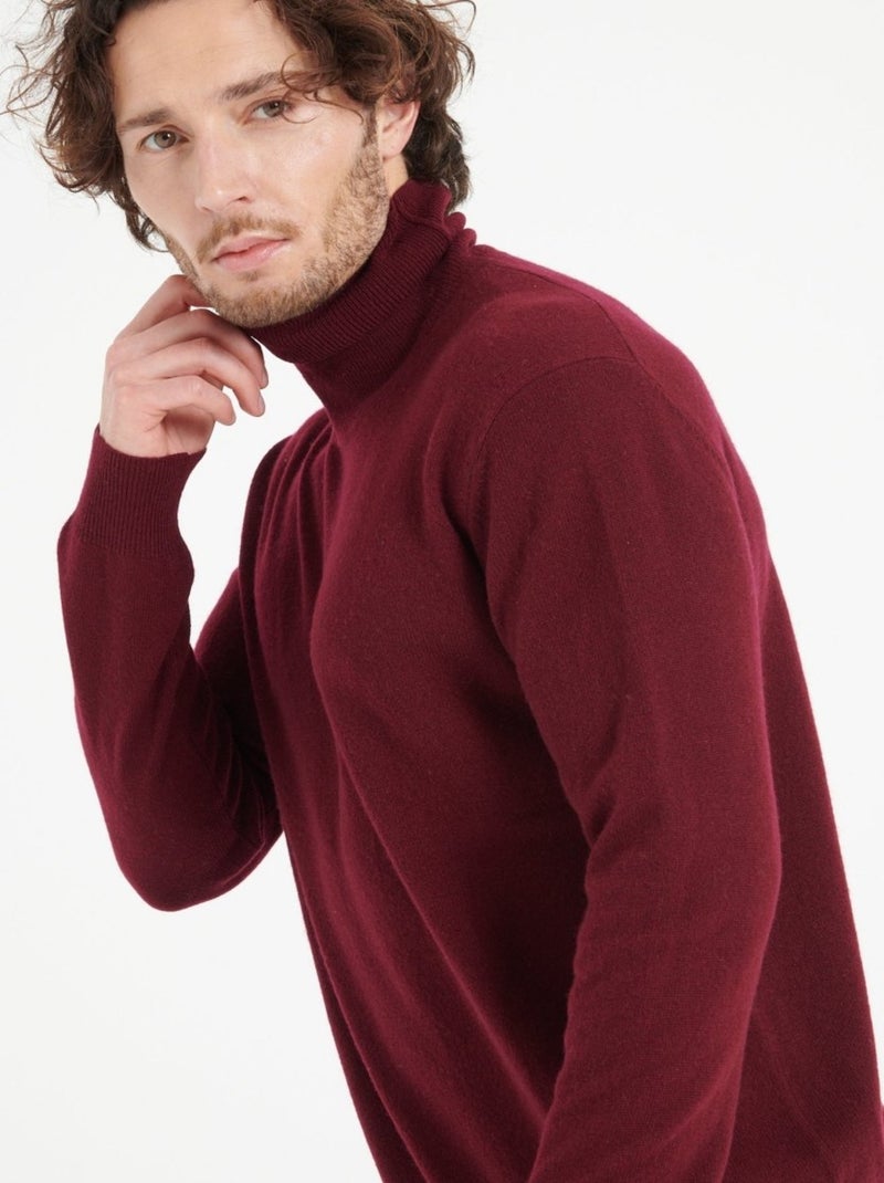 Pull col roulé homme 100% cachemire - LUKE 3 Bordeaux - Kiabi