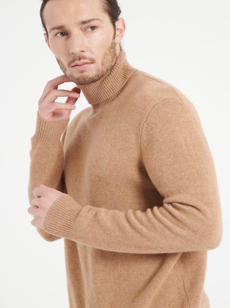 Pull col roulé homme 100% cachemire 4 fils - LUKE 15 Camel - Kiabi