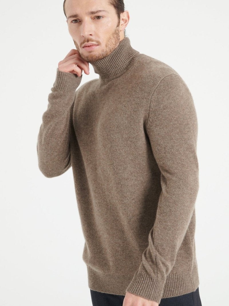 Pull col roulé homme 100% cachemire 4 fils - LUKE 15 Taupe - Kiabi