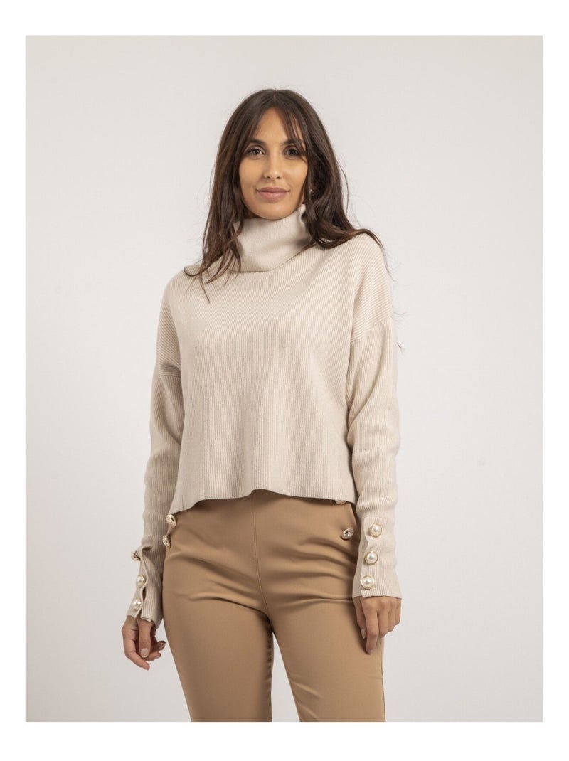 Pull col roulé KADY Beige - Kiabi