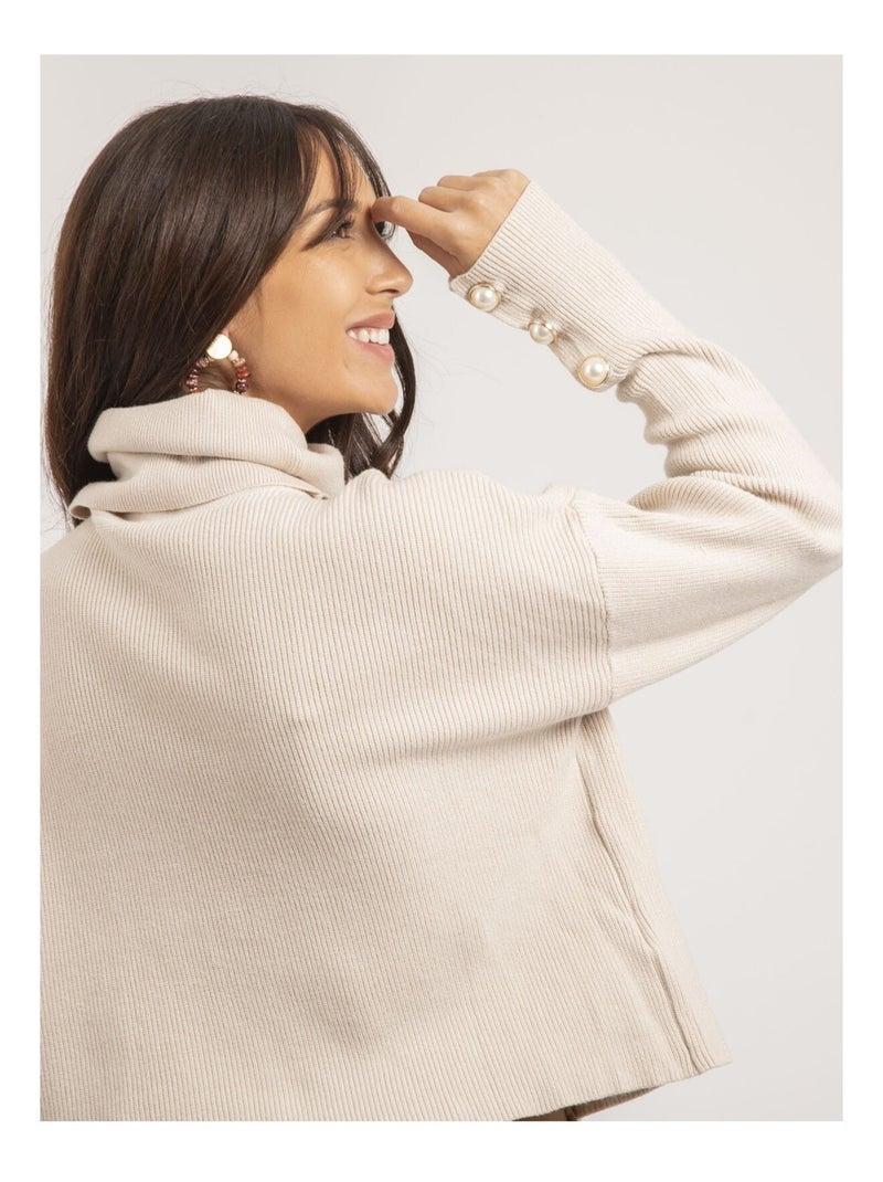 Pull col roulé KADY Beige - Kiabi