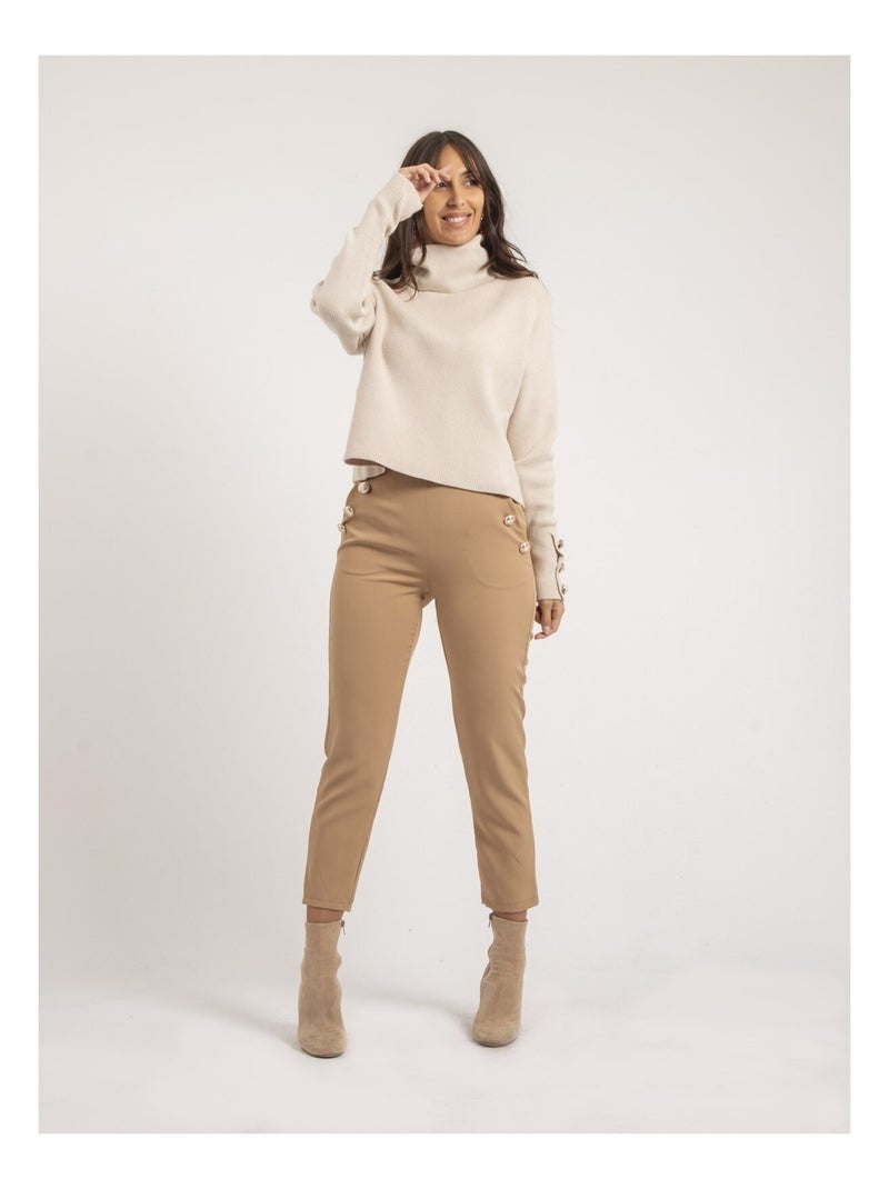 Pull col roulé KADY Beige - Kiabi