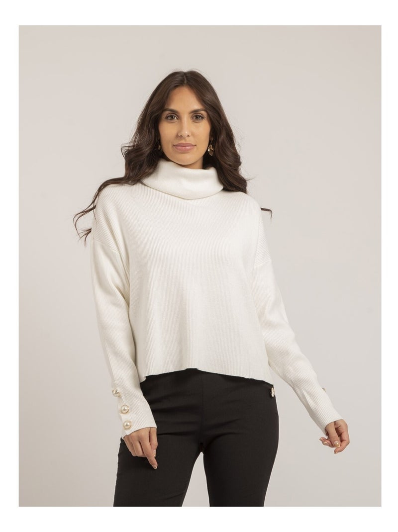 Pull col roulé KADY Blanc - Kiabi