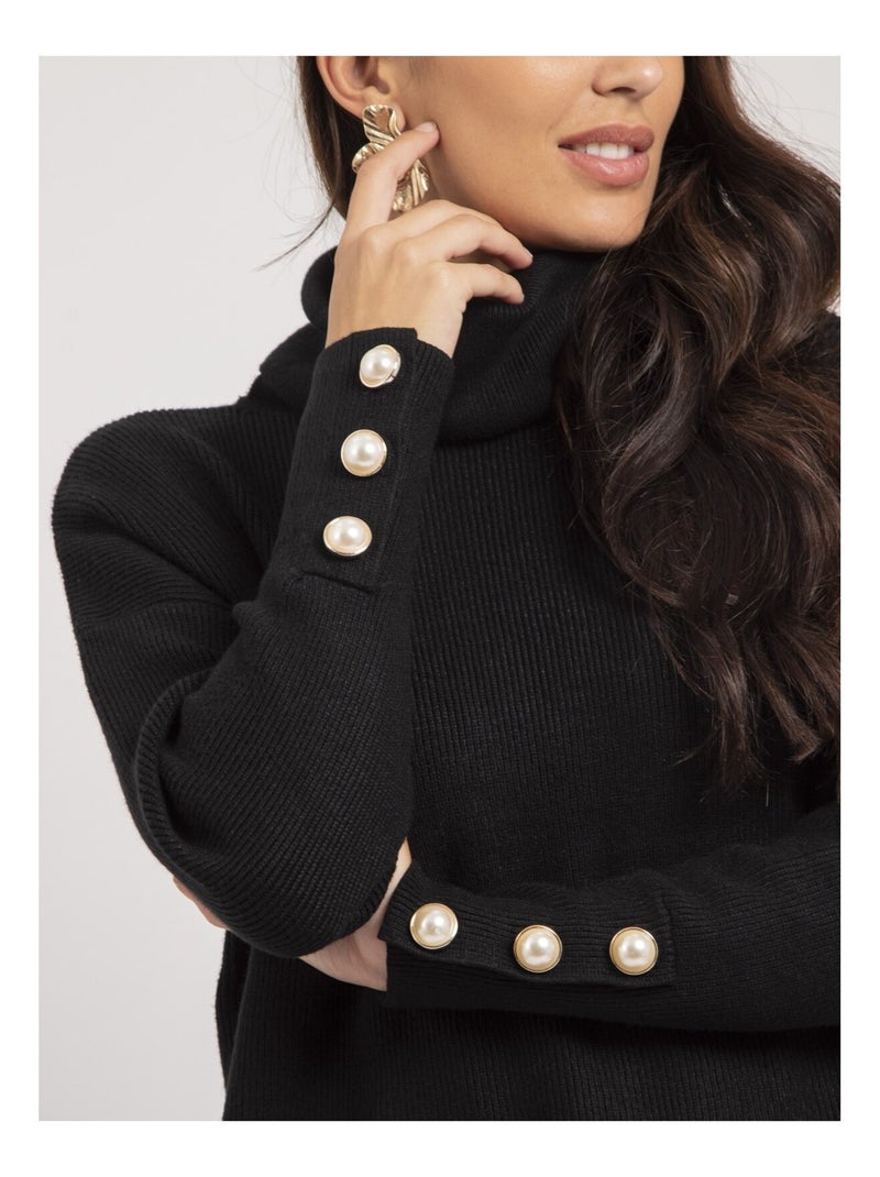 Pull col roulé KADY Noir - Kiabi