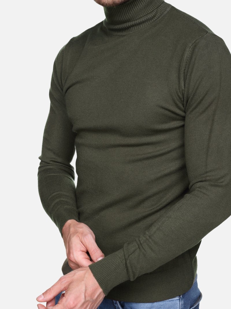 Pull col roulé Kaki - Kiabi