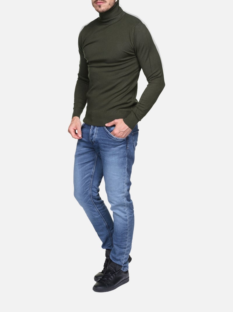 Pull col roulé Kaki - Kiabi