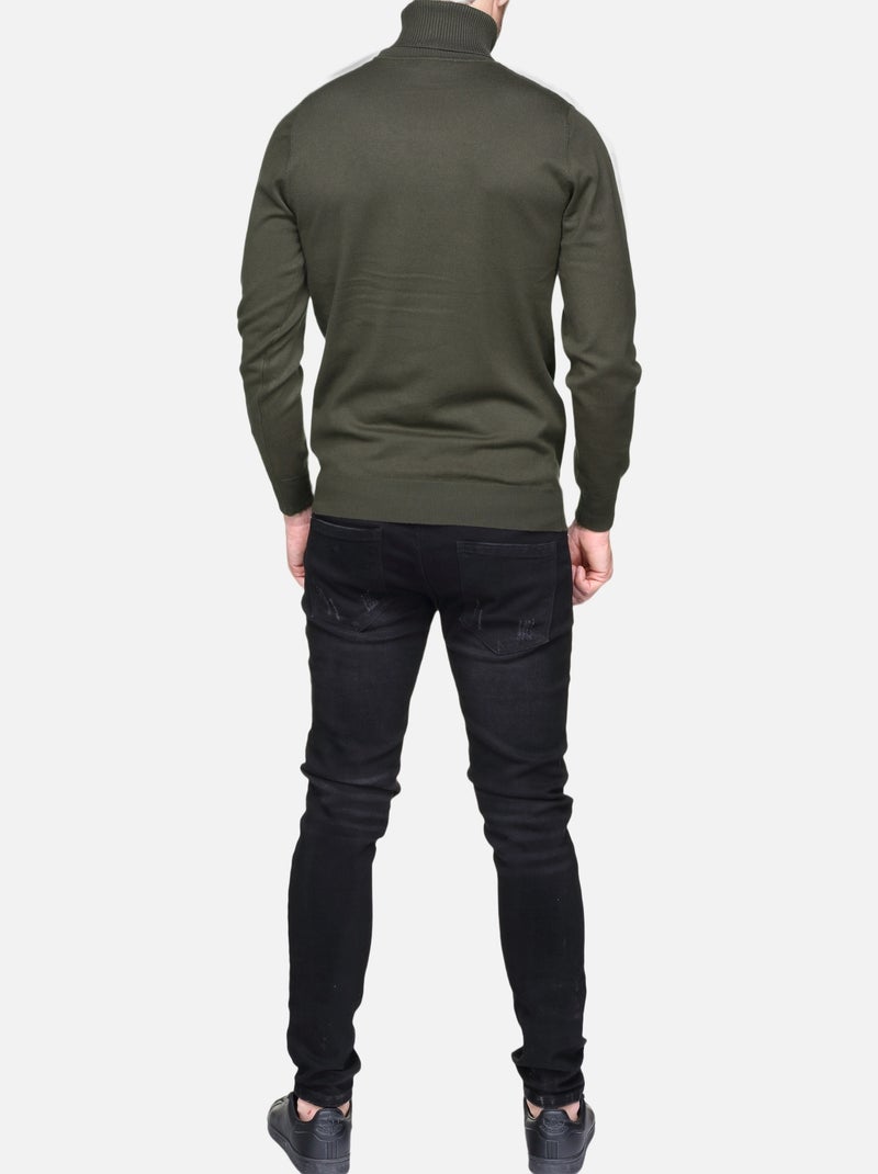 Pull col roulé Kaki - Kiabi