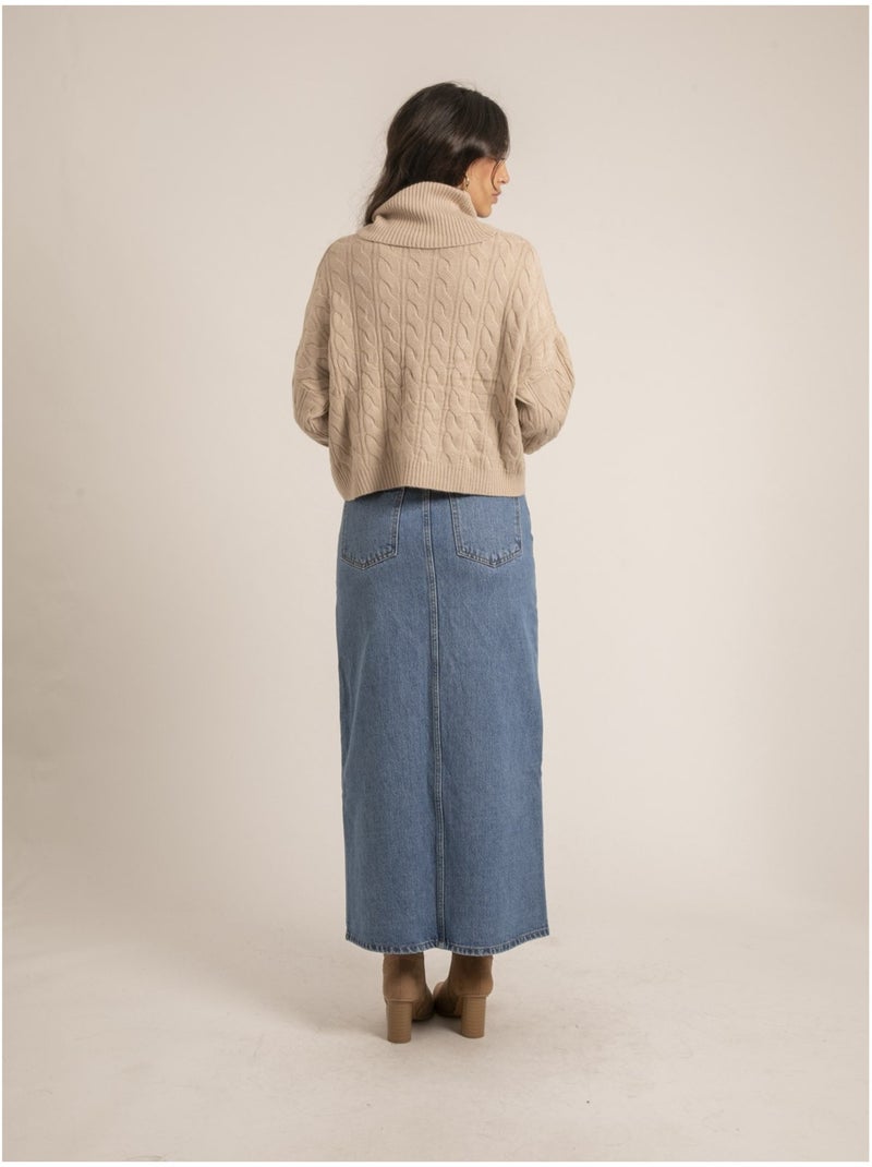 Pull col roulé KALORE Beige - Kiabi