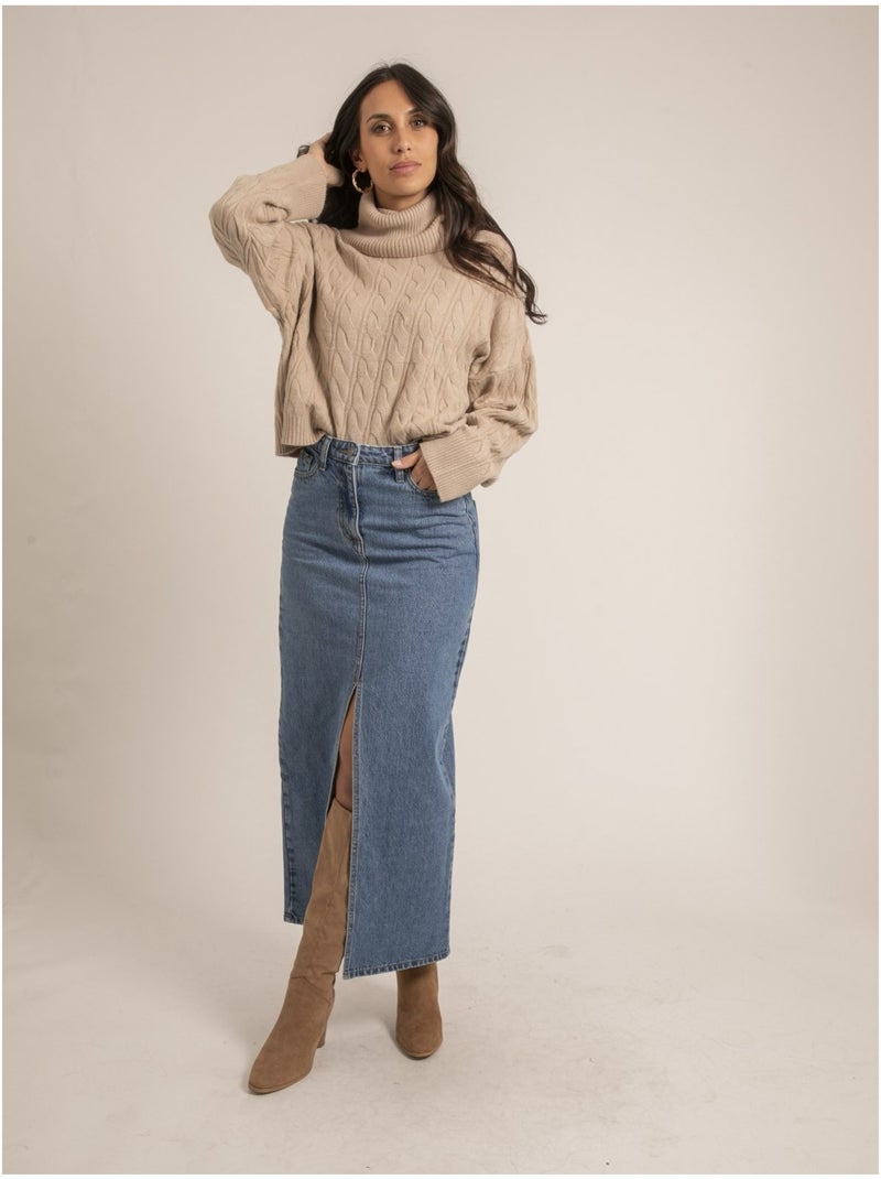 Pull col roulé KALORE Beige - Kiabi