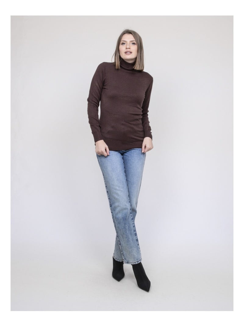 Pull col roulé KANTARA Marron - Kiabi