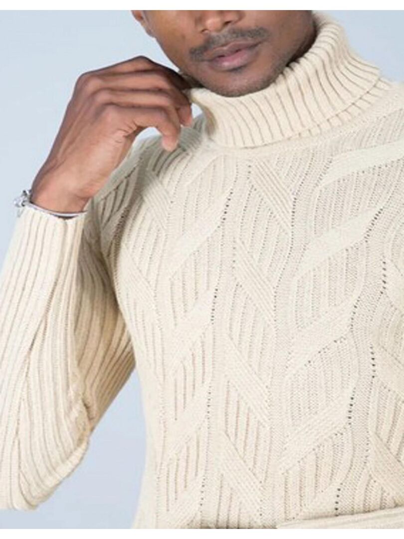Pull col roulé Kebello Beige - Kiabi