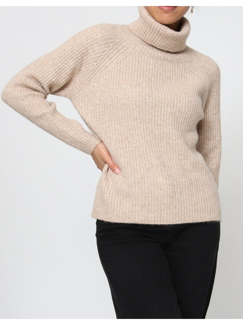 Pull col Roulé Kebello Beige - Kiabi