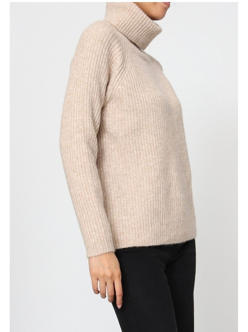 Pull col Roulé Kebello Beige - Kiabi