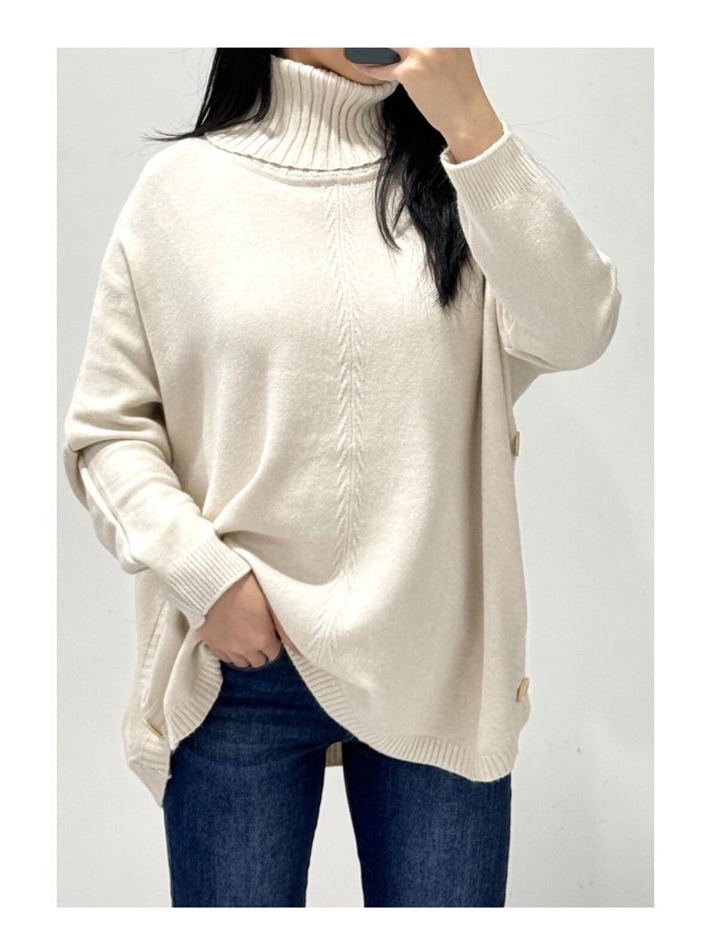 Pull col Roulé Kebello Beige - Kiabi