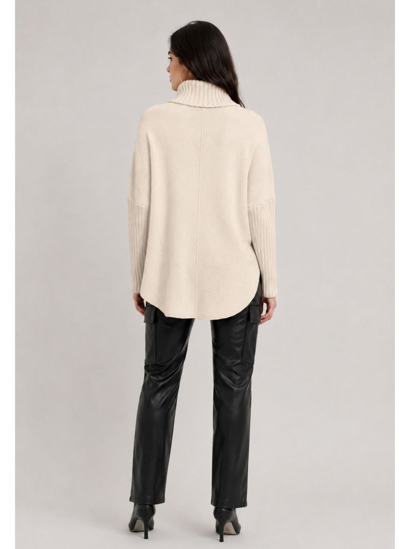 Pull col roulé kebello Beige - Kiabi