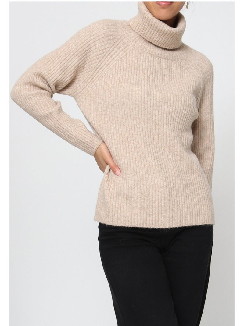 Pull col roulé kebello Beige - Kiabi