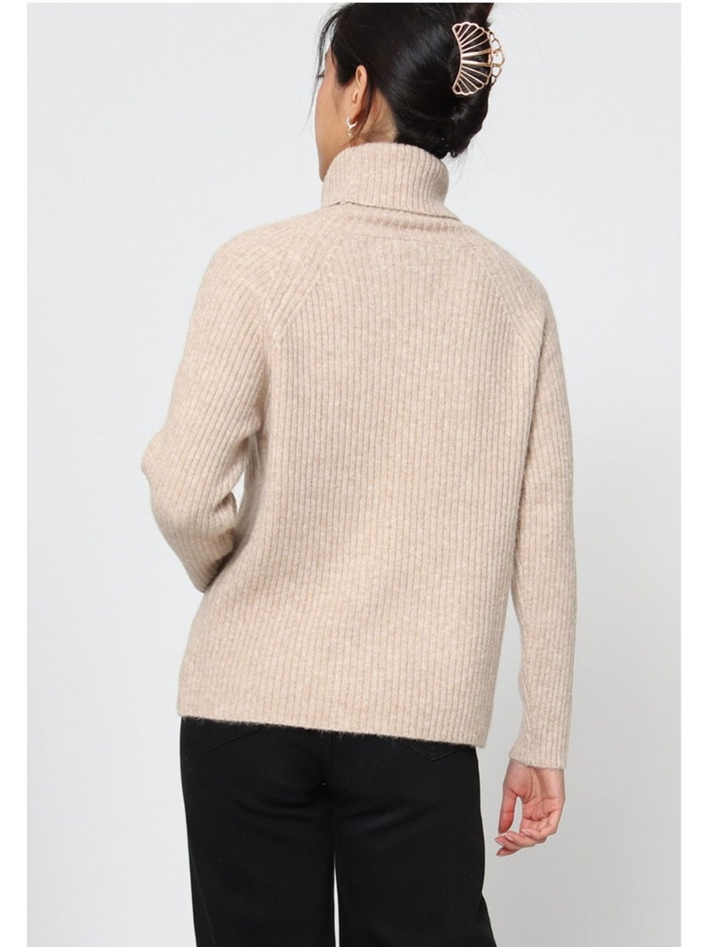 Pull col roulé kebello Beige - Kiabi