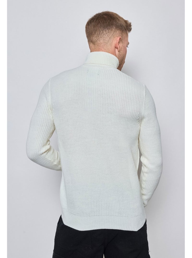 Pull col roulé Kebello Blanc - Kiabi