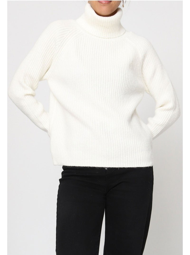 Pull col roulé kebello Blanc - Kiabi