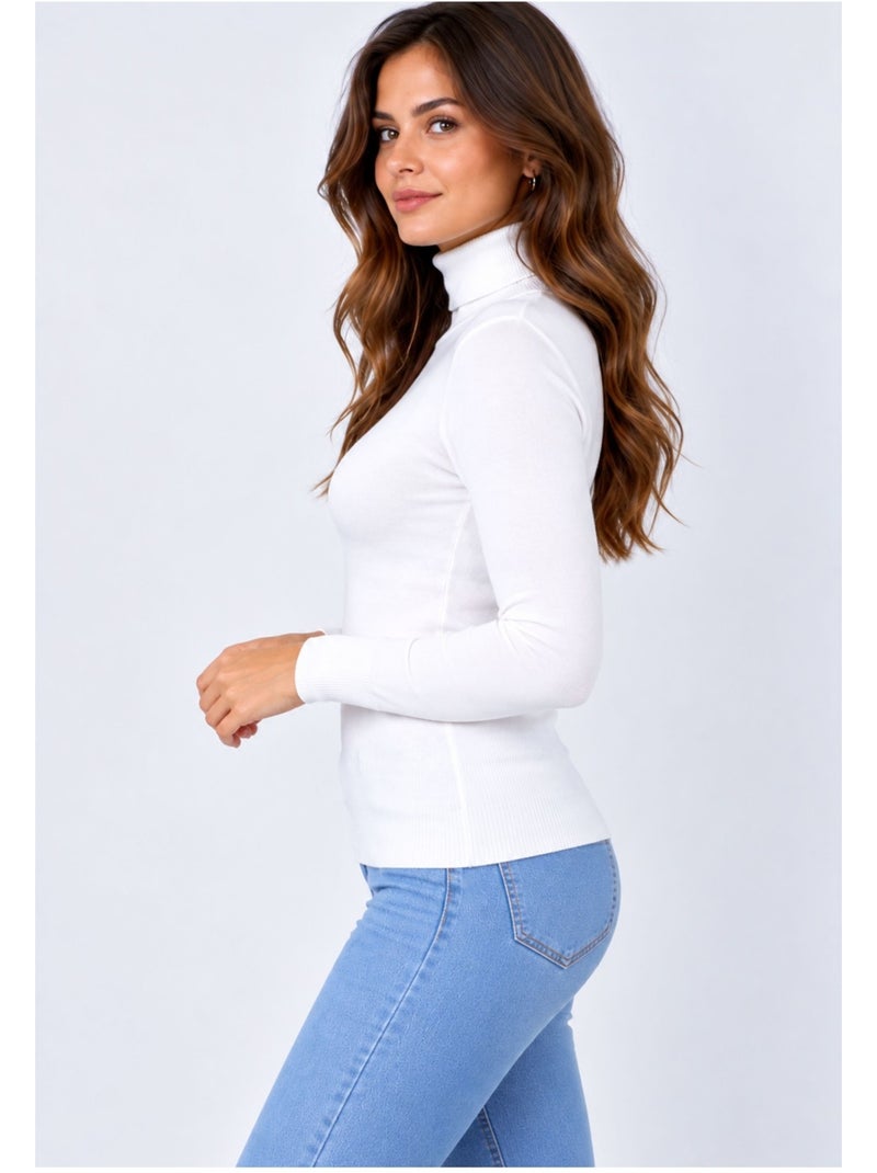 Pull col roulé kebello Blanc - Kiabi