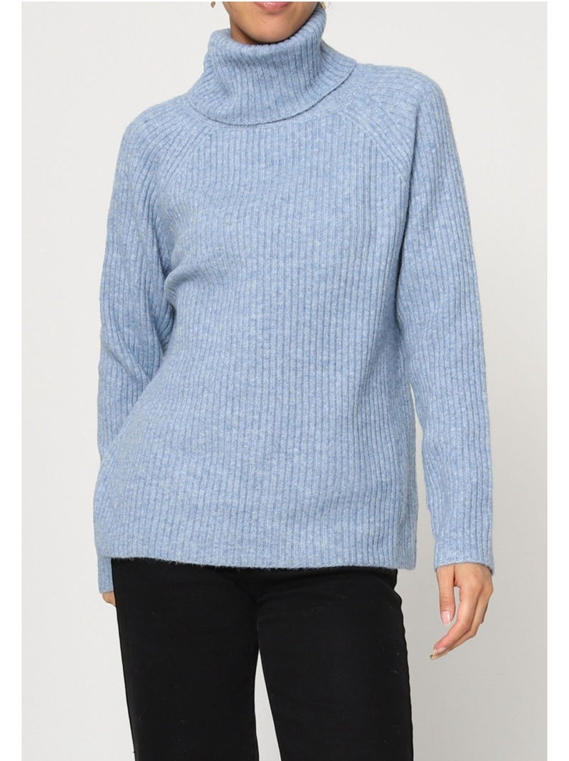 Pull col roulé kebello Bleu ciel - Kiabi