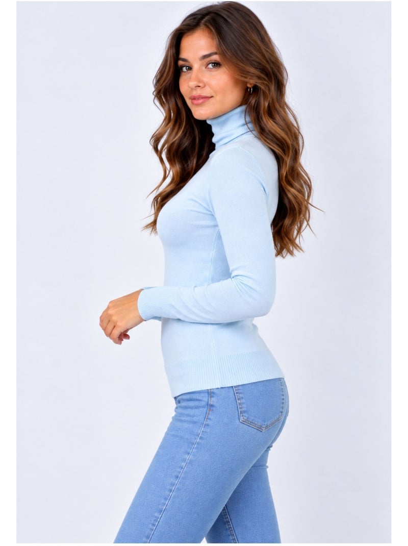 Pull col roulé kebello Bleu ciel - Kiabi
