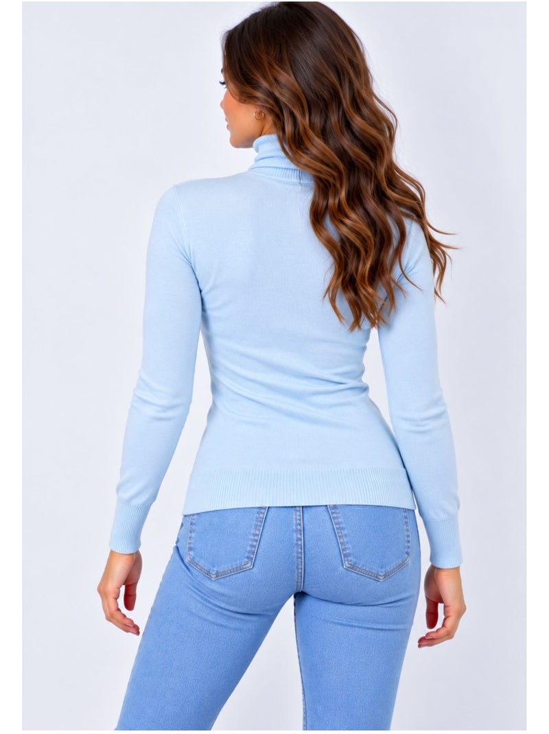 Pull col roulé kebello Bleu ciel - Kiabi